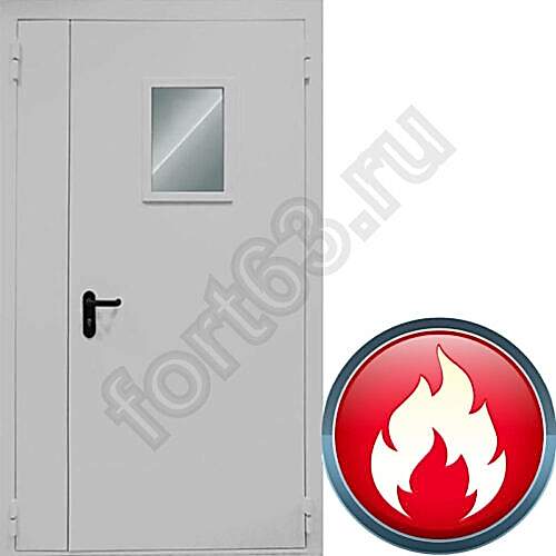 двери противопожарные остекленные двупольные