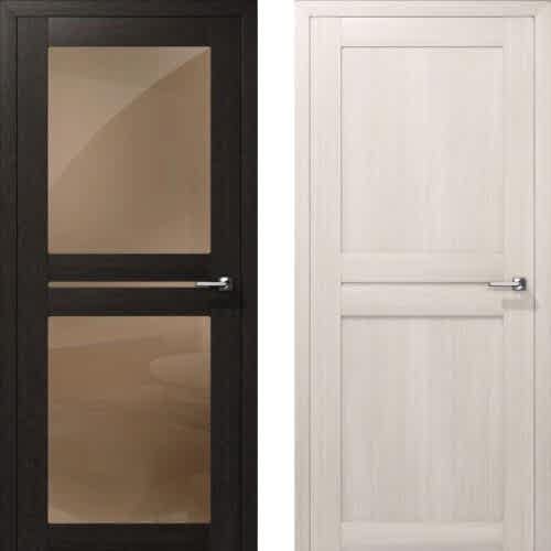 Двери Альфа 14 орех бисмарк и беленый дуб