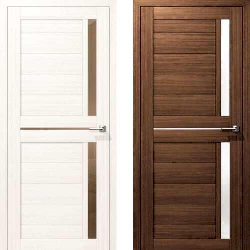 Двери Альфа 7 снежная лиственница и грецкий орех