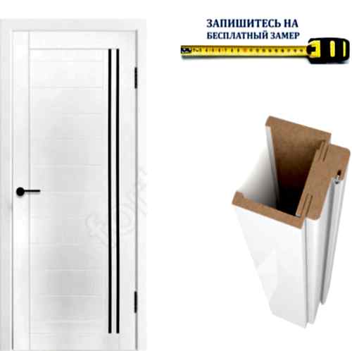 Дверь межкомнатная Стиль 8-3 вайт черное стекло