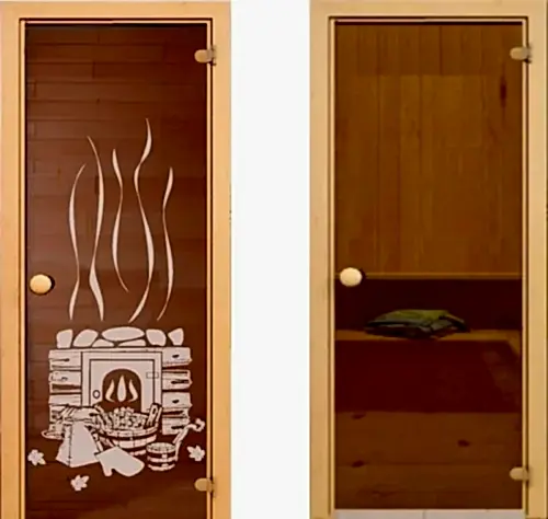 Дверь банная стеклянная Бронза 190*70, 6мм, 2 петли Банька