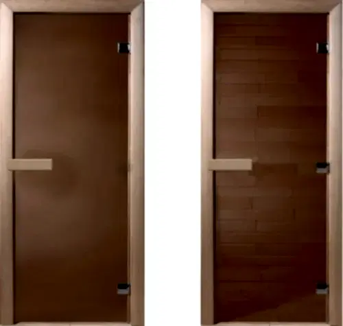 Дверь банная стеклянная прозрачная и матовая Бронза 190*70, 6мм, 2 петли