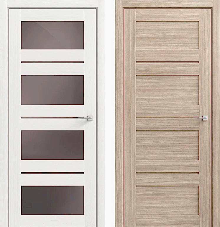 Межкомнатные двери Альфа 10/7 Белый дуб Графит и Сицилия глухое