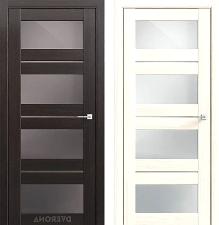 Межкомнатные двери Альфа 10/7 Орех Бисмарк Графит и Снежная лиственница Сатин