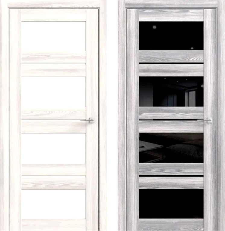 Межкомнатные двери Альфа 10/7 Ривьера Айс Чёрное и Ривьера Грей Белое