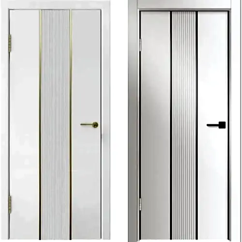 Межкомнатная дверь ДГ-520 с золотой и черной кромкой и алюминиевым молдингом